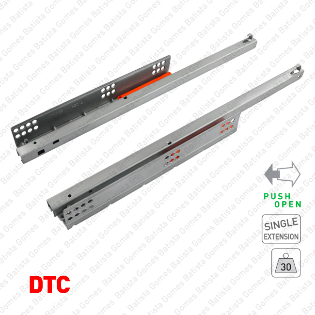 Corredi�as ocultas com sistema Push Open para gavetas / Extra��o parcial / 30Kg